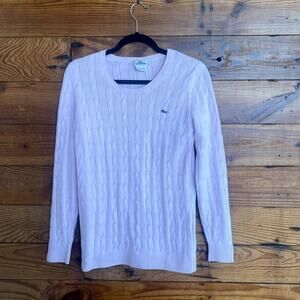 Lacoste Light Pink Cable Knit Crewneck Sweater size 40 EU (US 6/8)